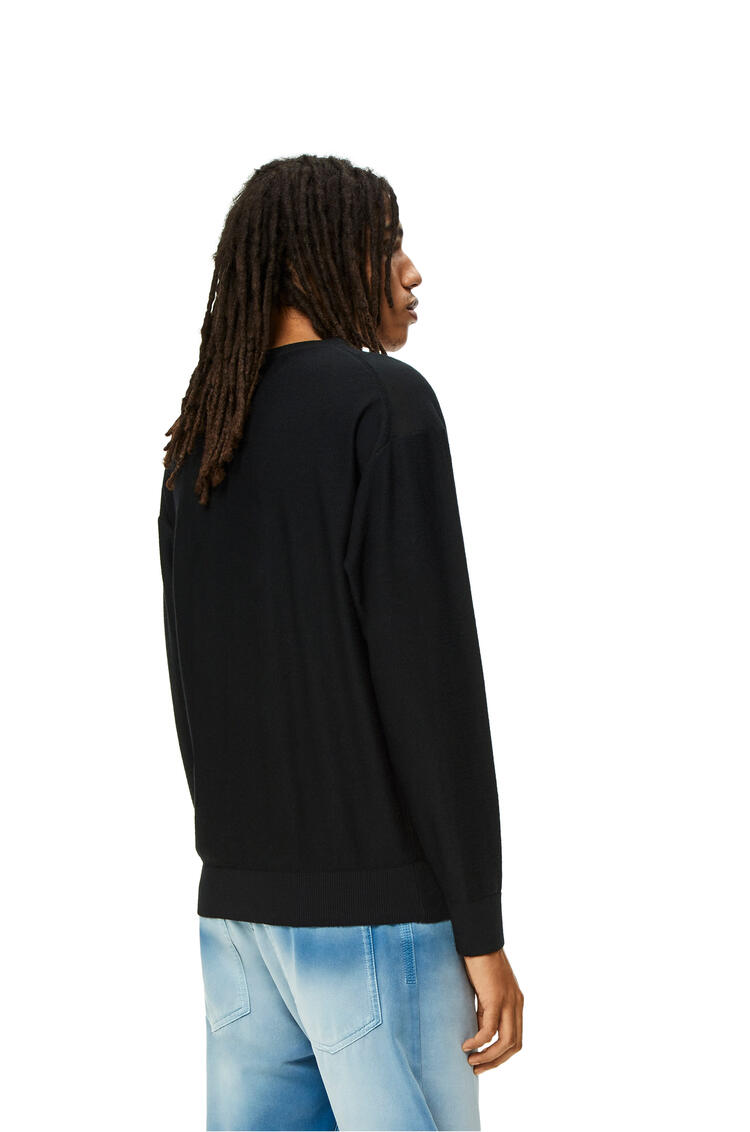 LOEWE Printed mohair panel sweater in wool Black
