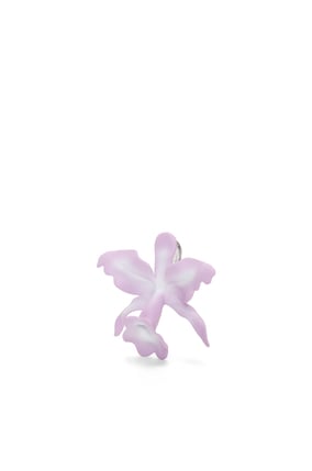 LOEWE 漆面金屬 Orchid 夾式耳環 Pink/Silver