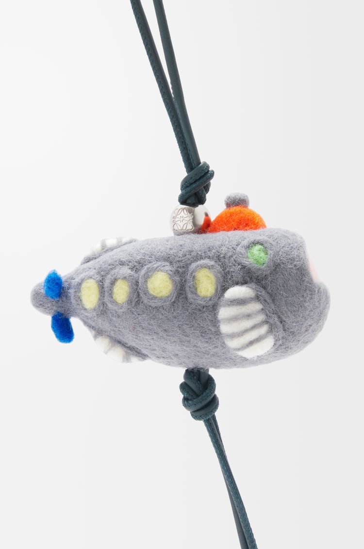 LOEWE Submarine charm in felt and calfskin  Dark Grey