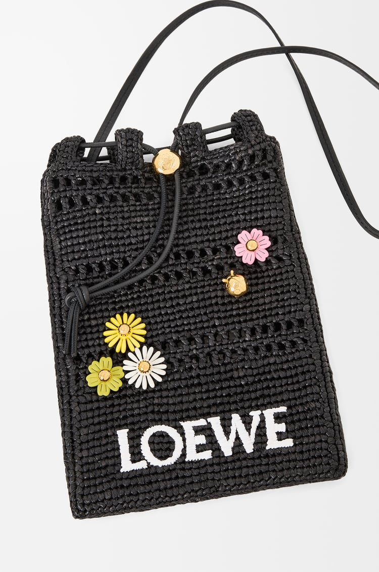 LOEWE Pin Flower en piel de ternera Verde