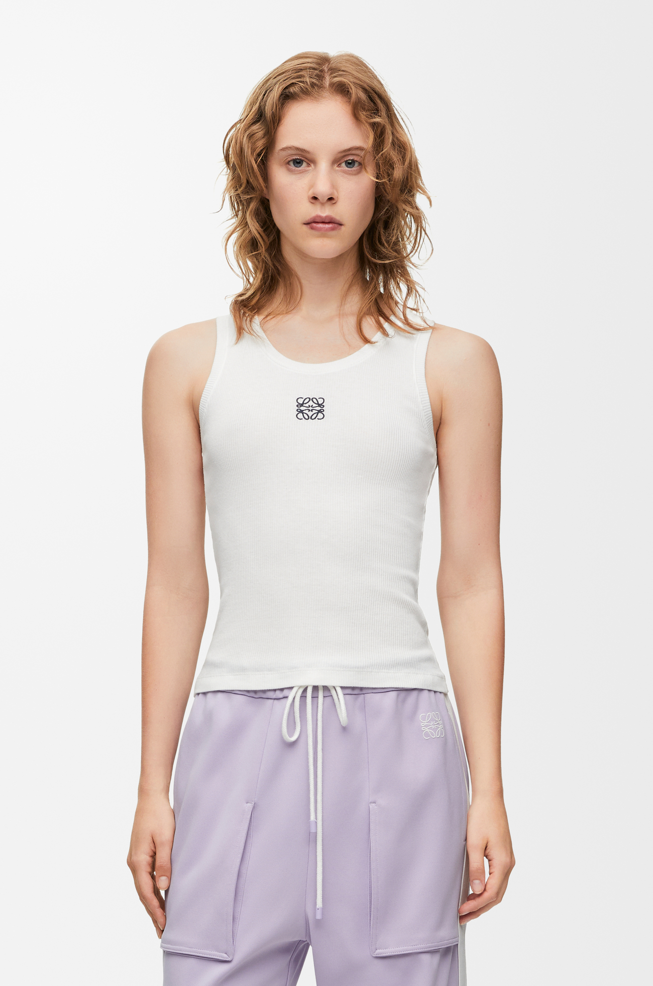 LOEWE Top sin mangas Anagram en algodón Blanco plp_rd