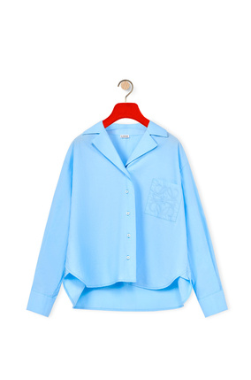LOEWE Blusa tipo pijama de algodón con anagrama Azul Celeste plp_rd
