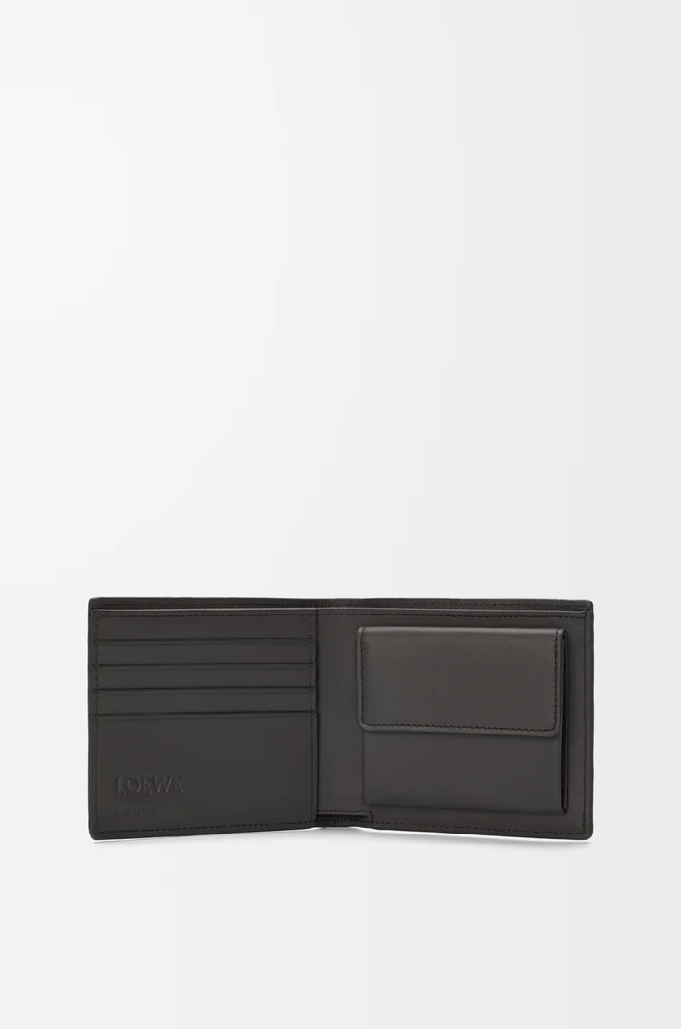 LOEWE Portefeuille à deux volets en cuir de veau classique texturé Gris Foncé