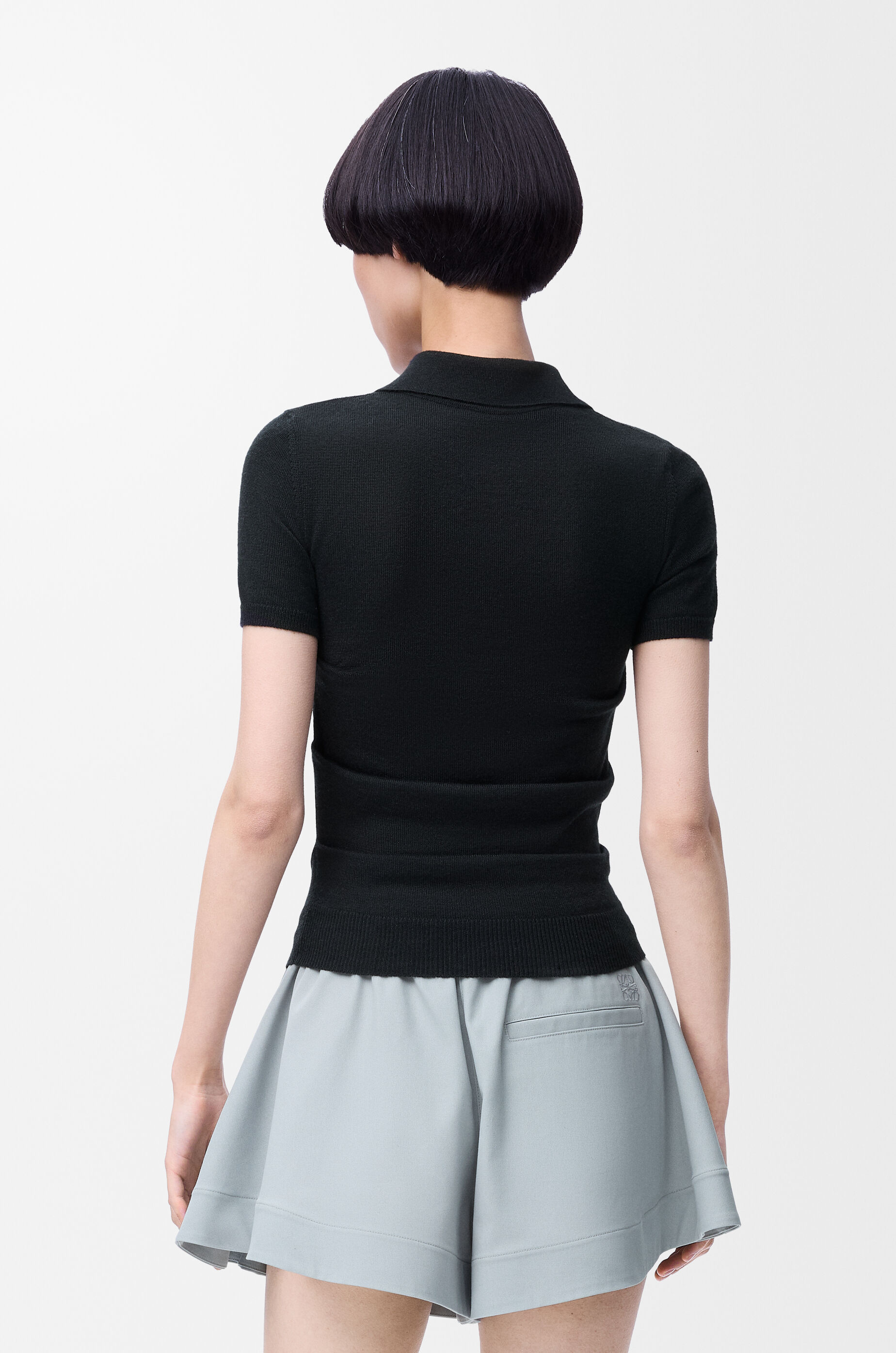 ◆LOEWE◆ ショートスリーブ ポロ セーター(カシミヤ&シルク) ショートスリーブ ポロ セーター(カシミヤ&シルク) ブラック