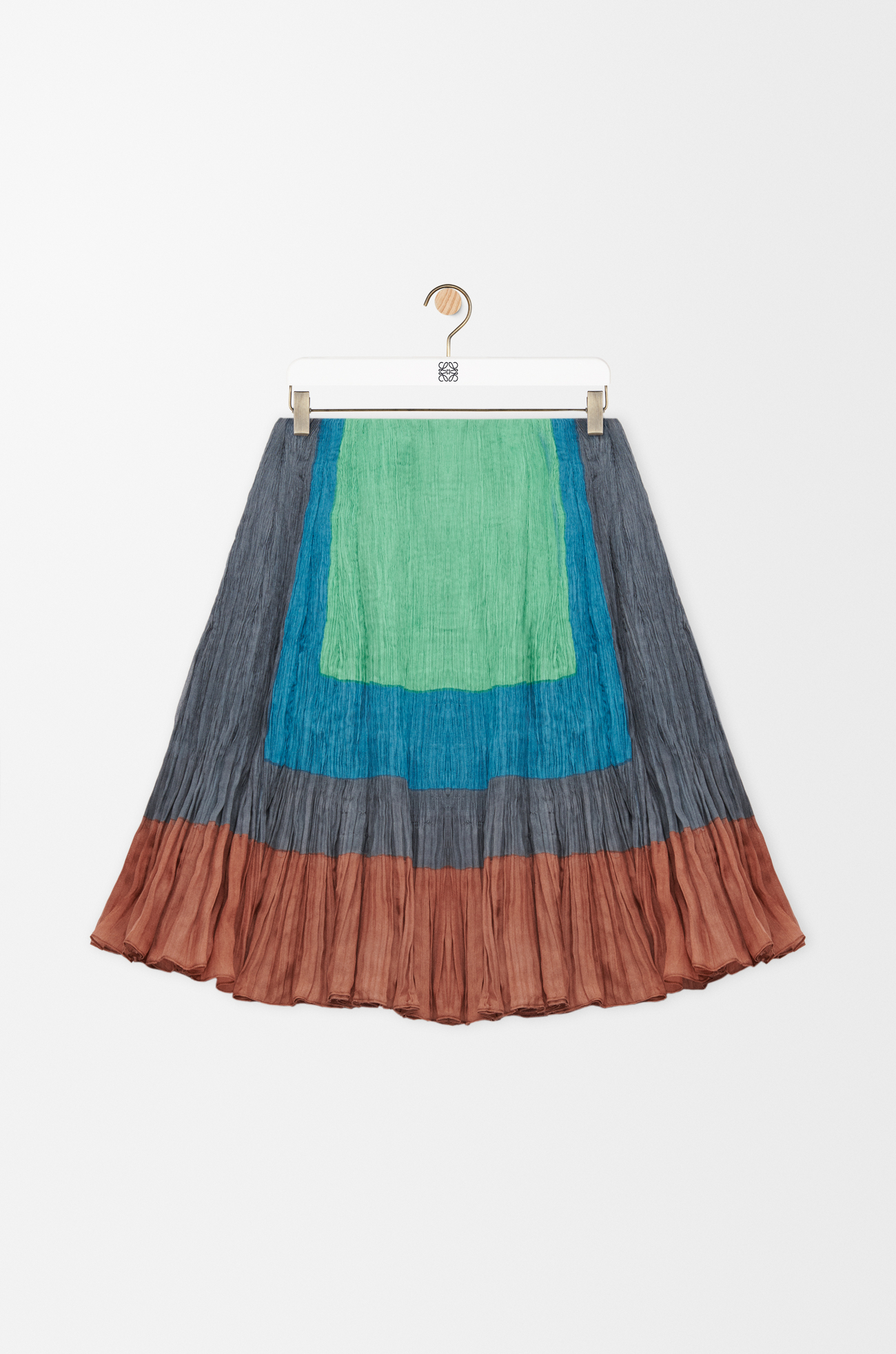 LOEWE Falda en mezcla de seda Caramelo/Verde Brillante