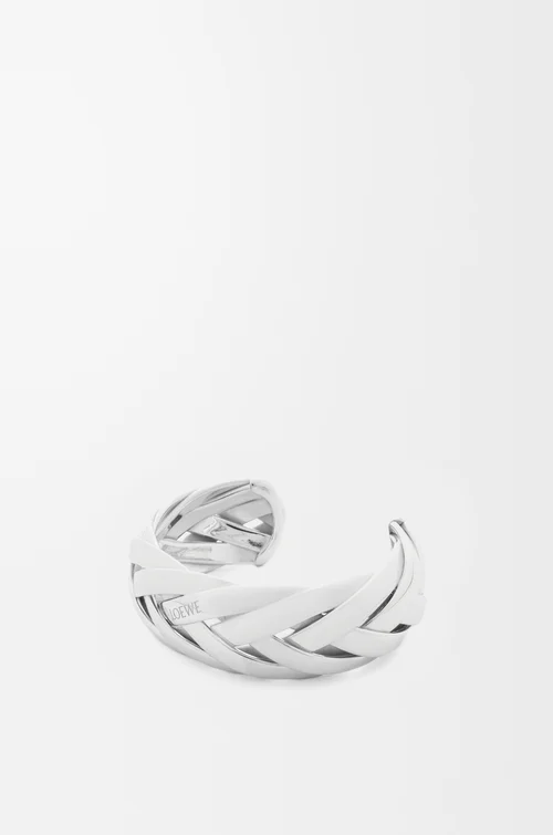 LOEWE Pulsera amplia trenzada en plata de ley Plata