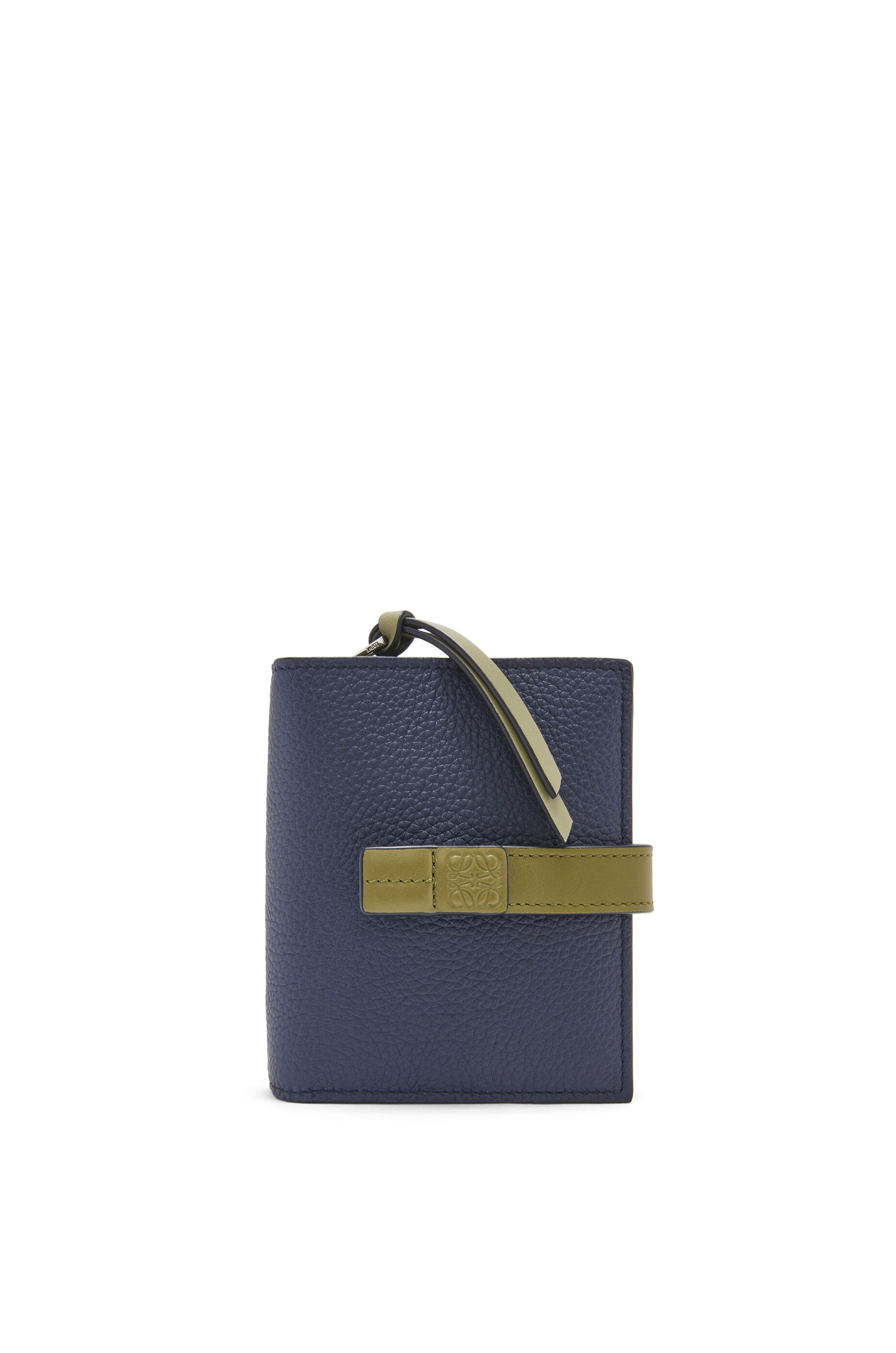 Compact zip wallet in soft grained calfskin Abyss Blue Olive LOEWE