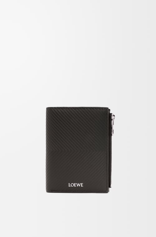 LOEWE Portefeuille compact fin en cuir de veau classique texturé Gris Foncé