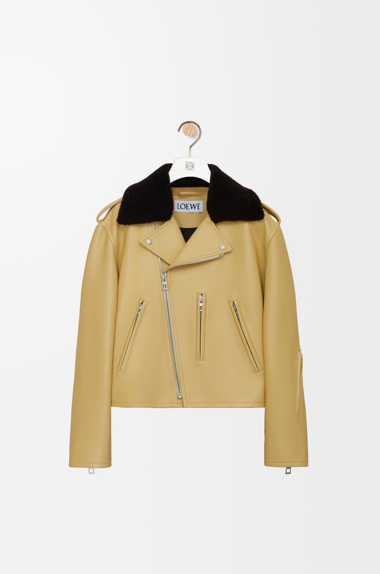 LOEWE Biker jacket in nappa lambskin Beige