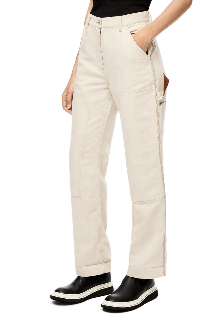 LOEWE Utilitarian trousers in cotton and linen Ecru pdp_rd