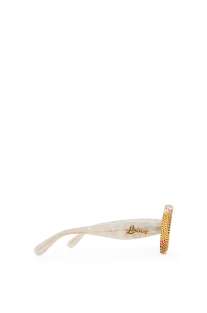 LOEWE Ovale Pavé-Sonnenbrille aus Acetat Perlgrau/Weiß plp_rd