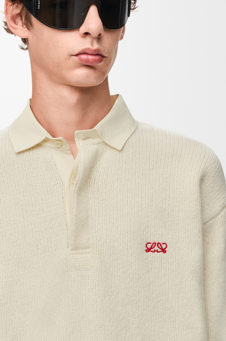 LOEWE Polo sweater in wool Ecru