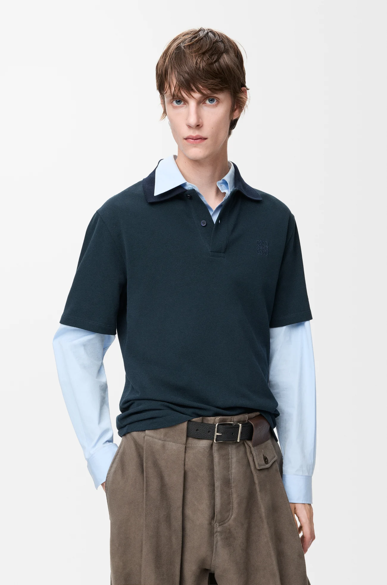 LOEWE Cinturón esencial en piel de ternera graneada flexible Negro/Paladio Vintage