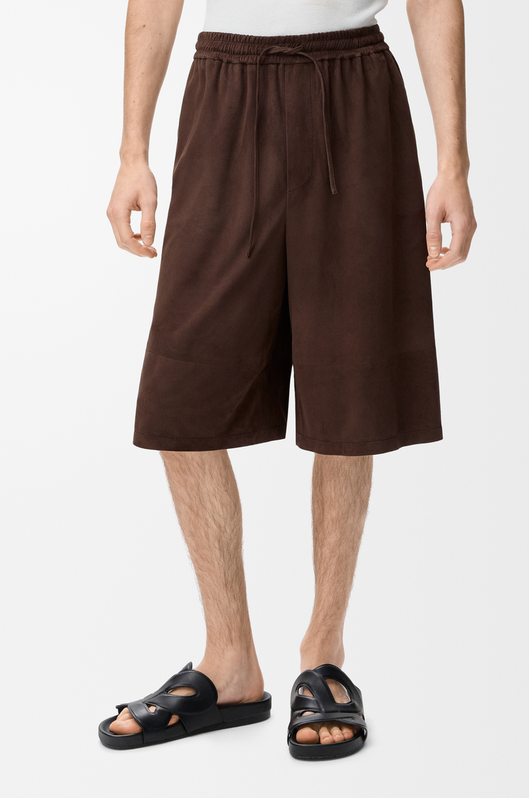 LOEWE 드로우스트링 쇼츠 - 스웨이드 고트스킨 다크 브라운