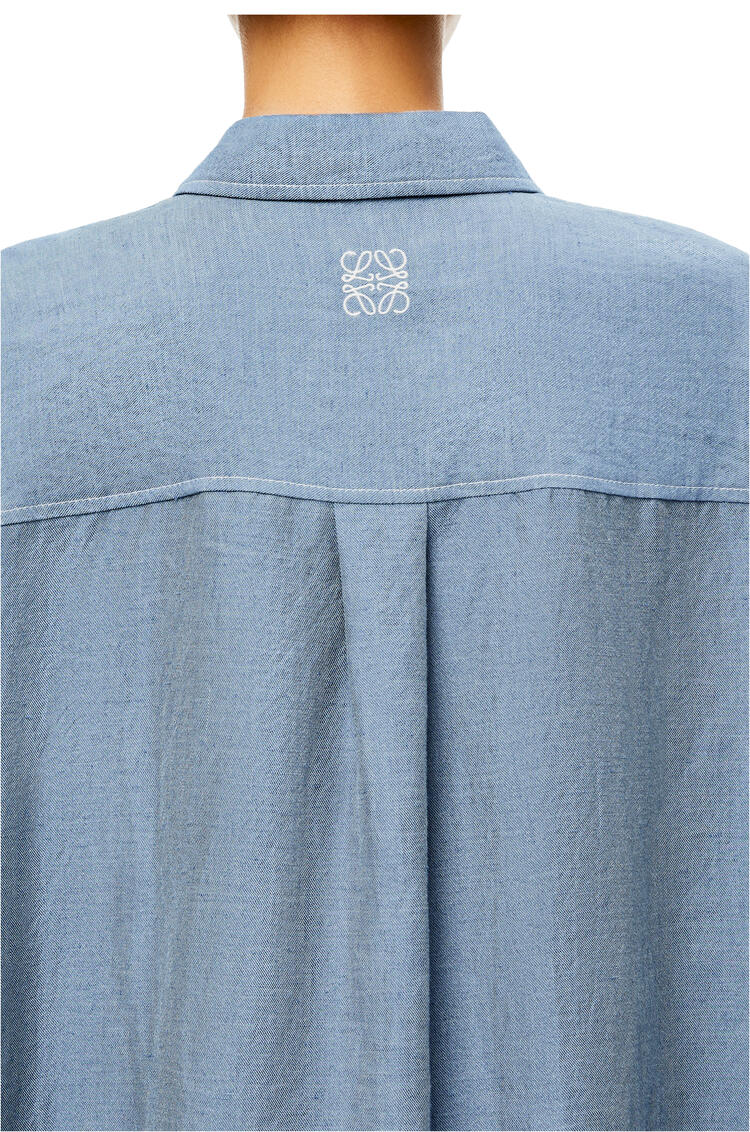 LOEWE Tunic shirt dress in linen and cotton Blue Denim pdp_rd