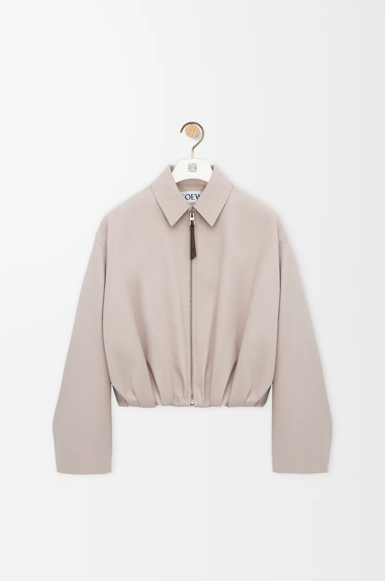 LOEWE Veste drapée en coton et soie Rose Clair
