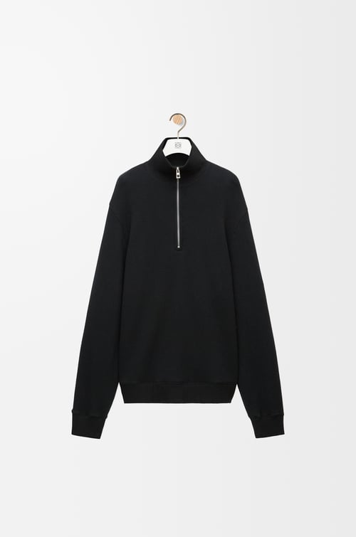 LOEWE Zip-up sweatshirt in cotton and cashmere Black