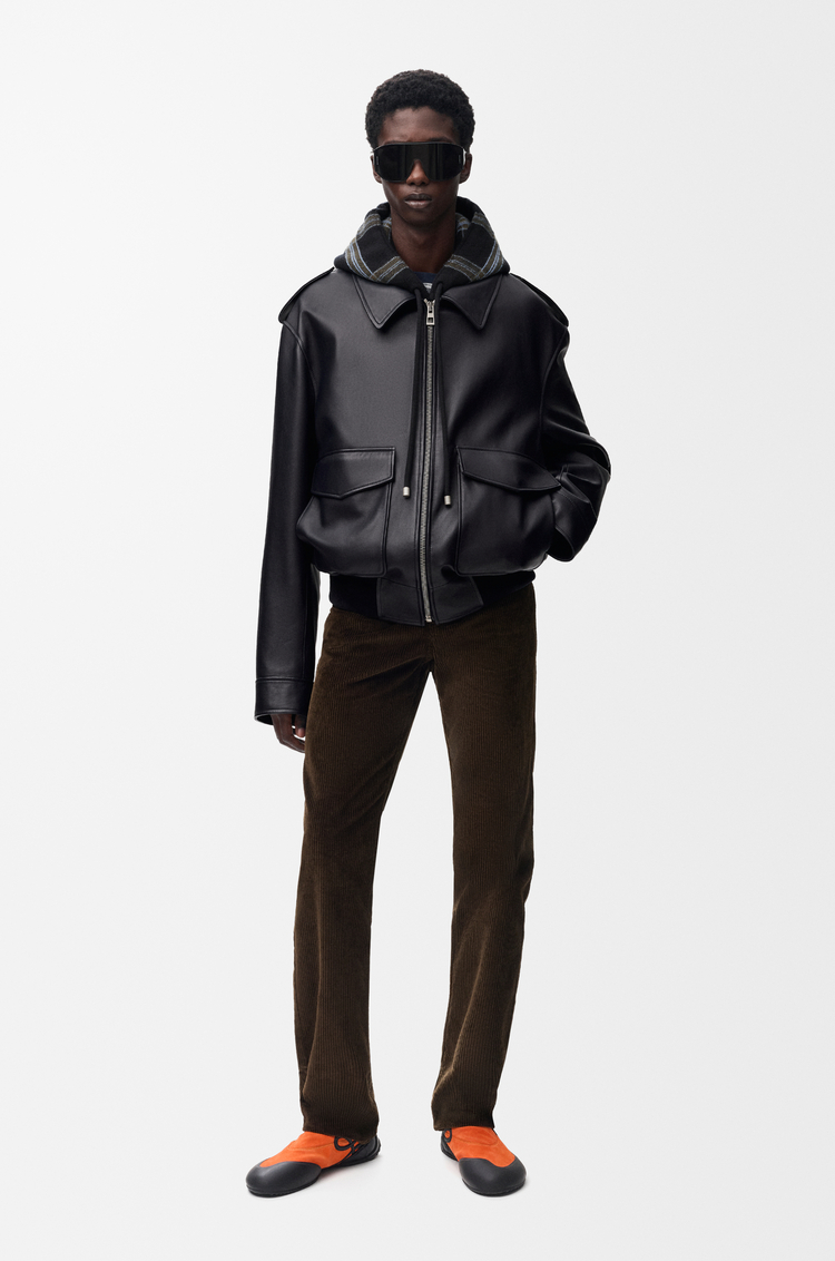 LOEWE Hooded jacket in nappa lambskin Navy Blue