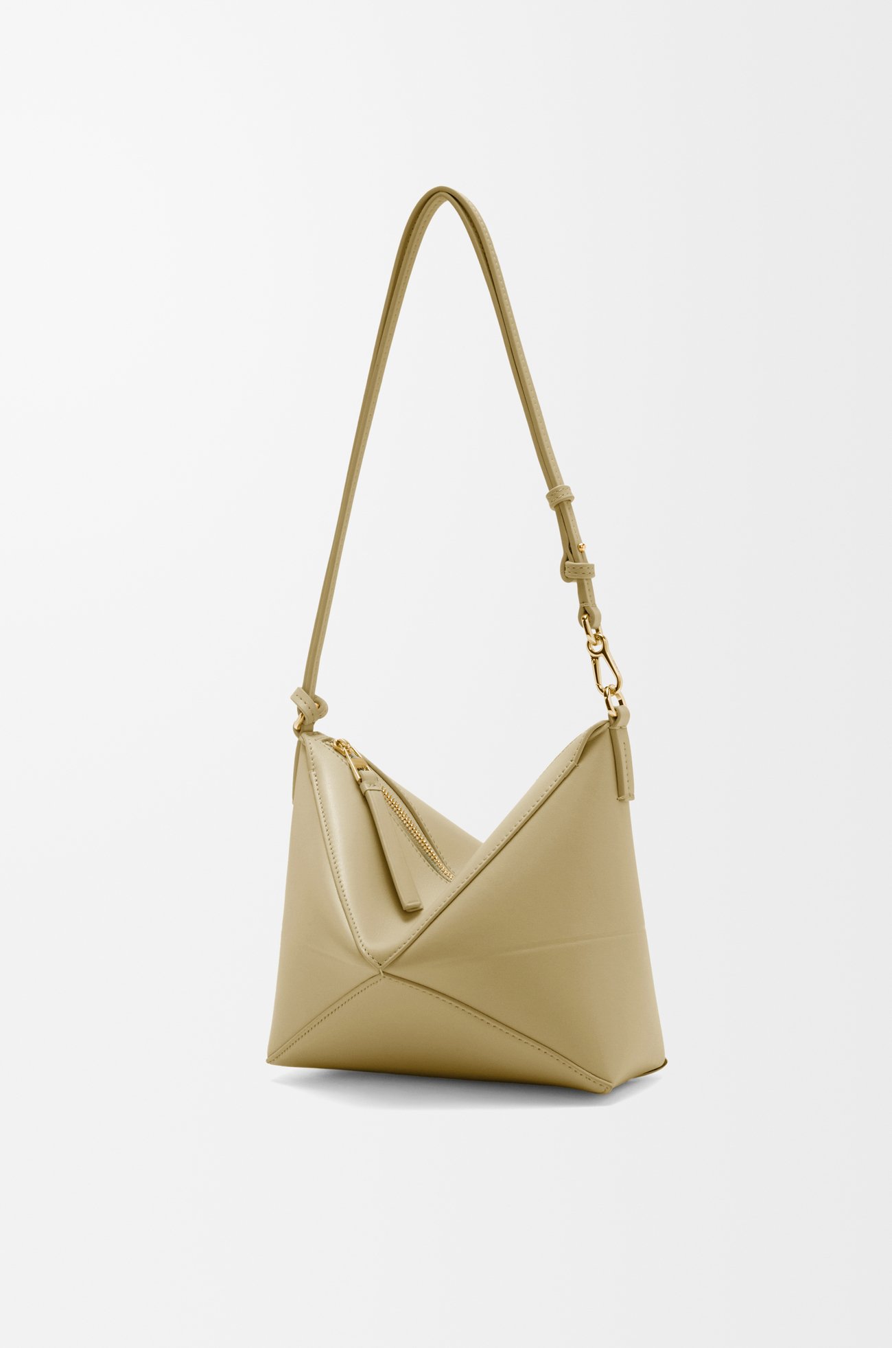 LOEWE Puzzle Fold pouch in shiny nappa calfskin Clay Green