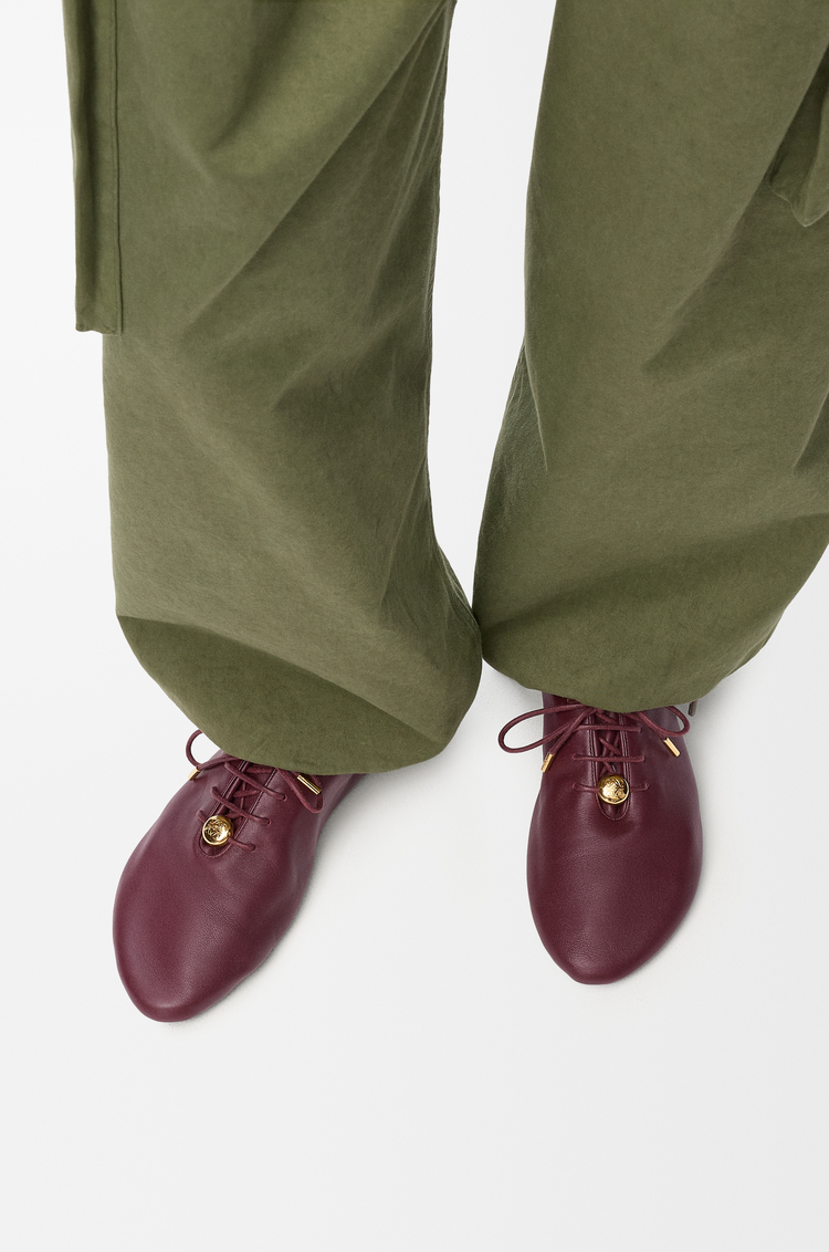 LOEWE Pebble Soft lace-up in nappa calfskin Dark Burgundy