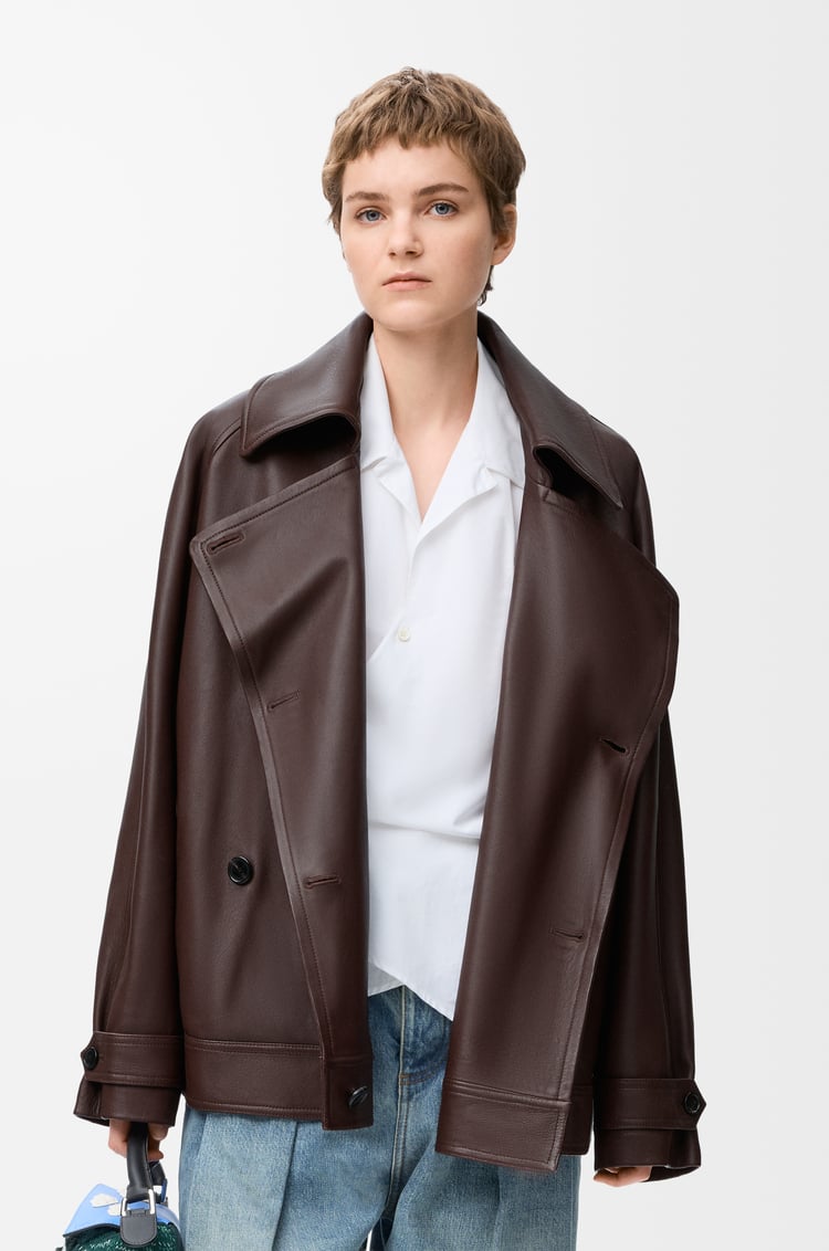 LOEWE Bow jacket in nappa lambskin Dark Chocolate