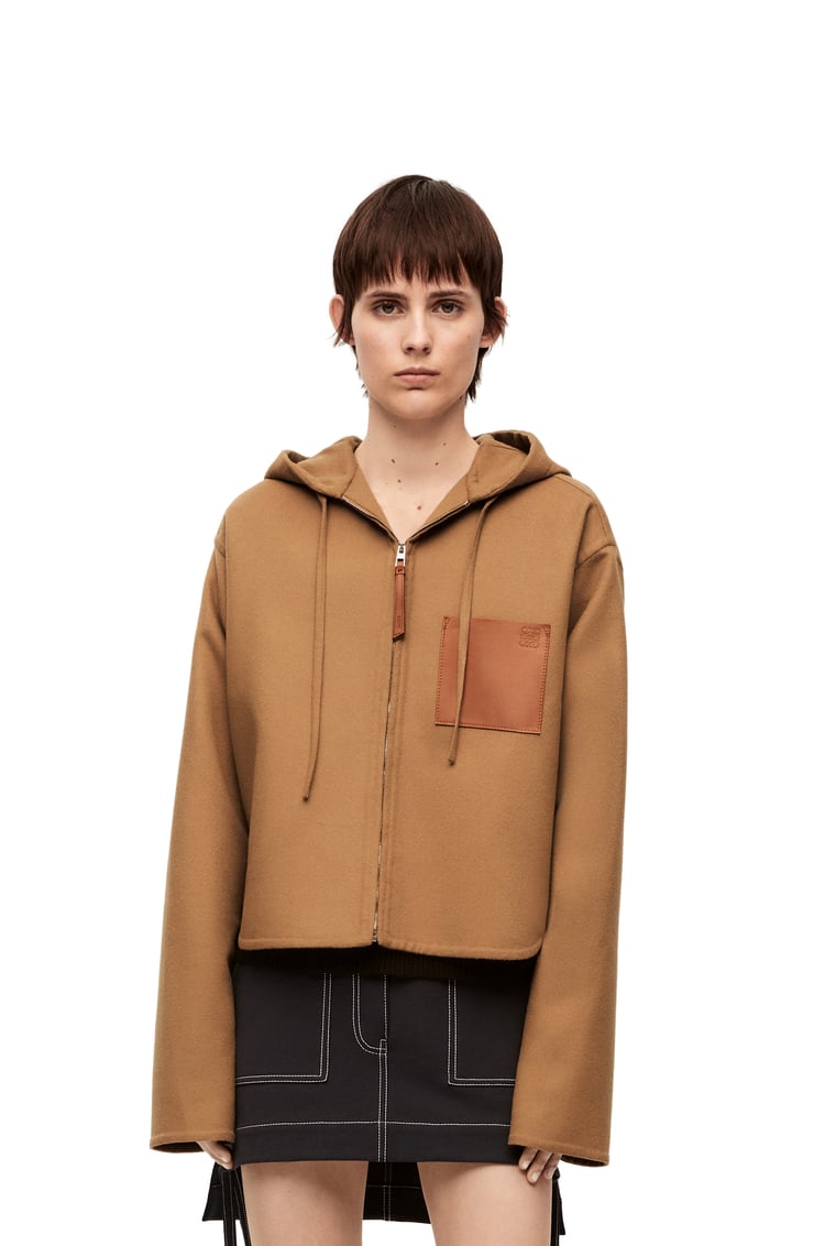LOEWE Hooded jacket in wool and cashmere Camel