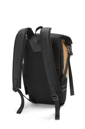 LOEWE Technical backpack in recycled canvas and suede Black/Dark Gold