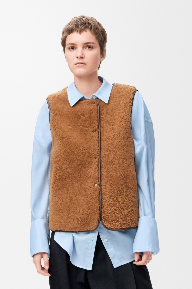 LOEWE Puffer in shearling and cotton blend Burgundy