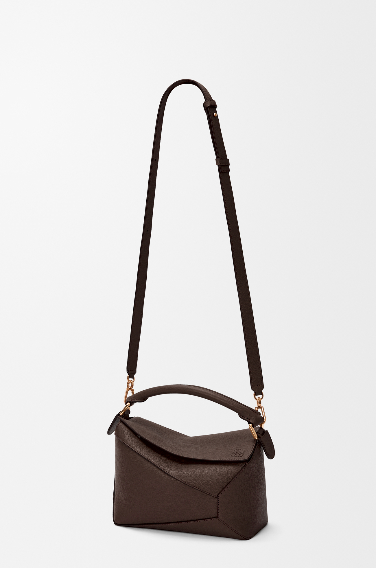 LOEWE Small Puzzle Edge bag in soft grained calfskin Dark Chestnut