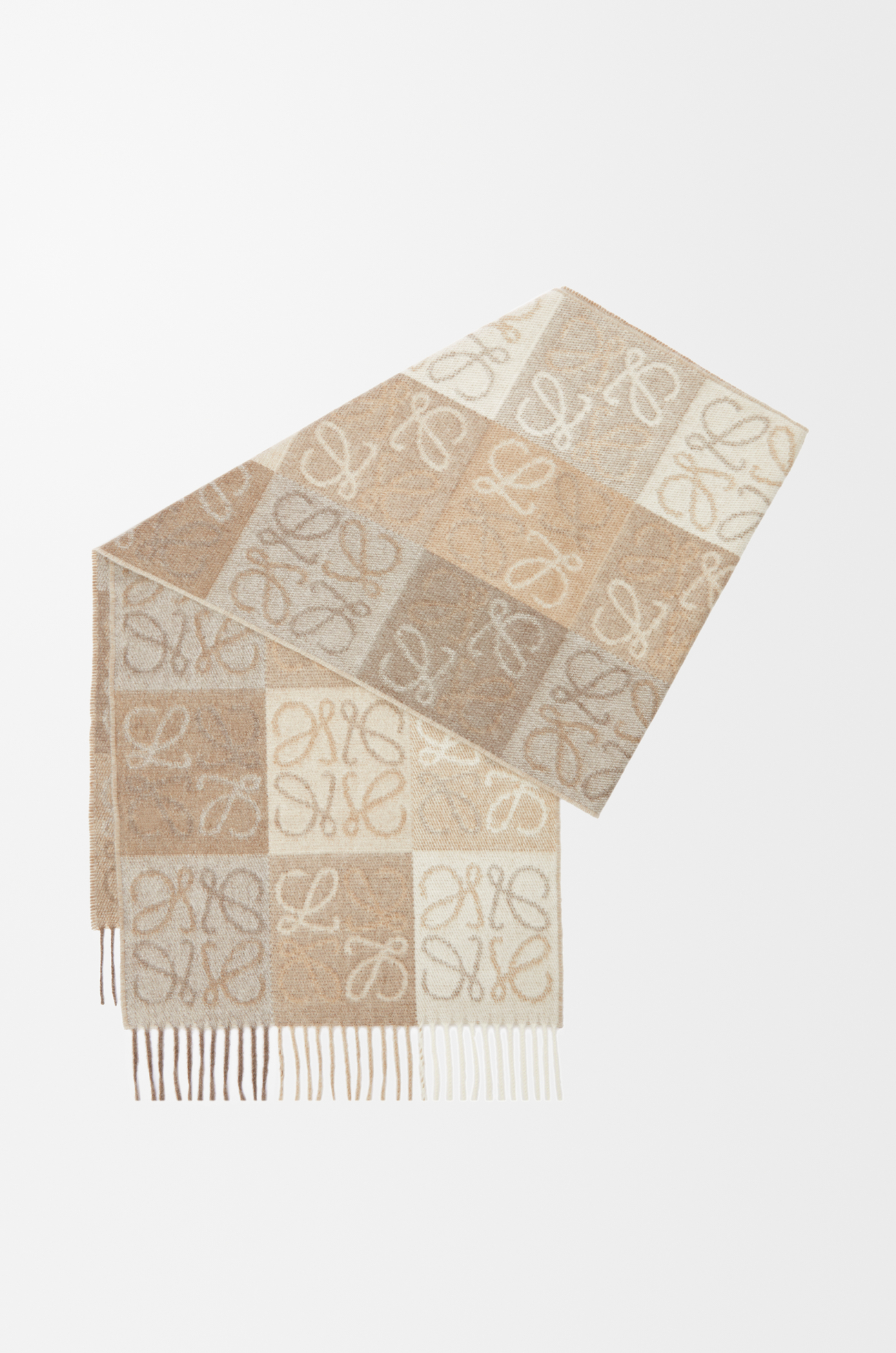 LOEWE Scarf in wool and cashmere White/Beige