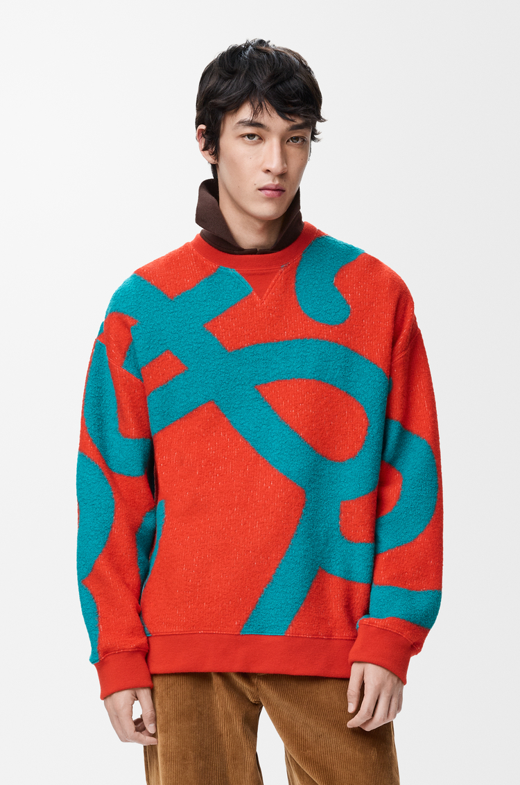 LOEWE Felpa in lana e cotone Blu/Arancione