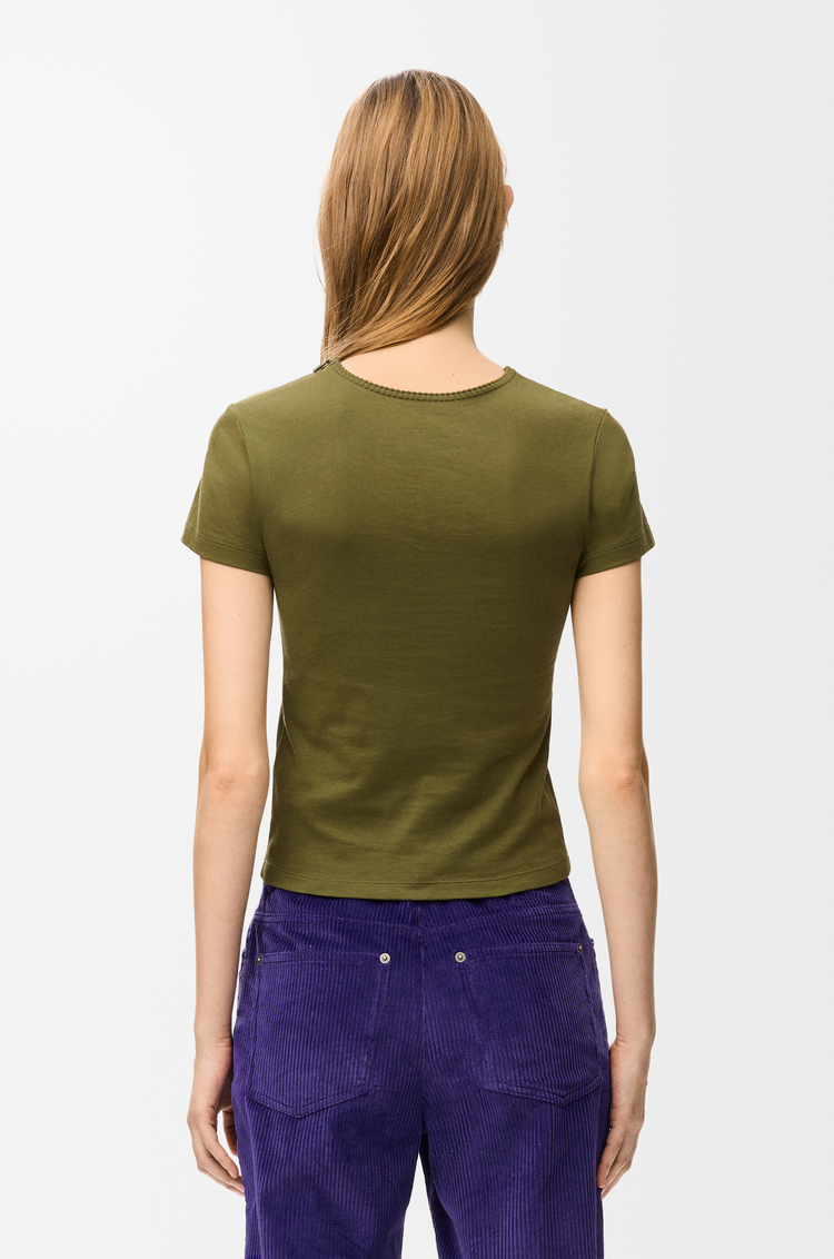 LOEWE Camiseta de corte pequeño en algodón Verde Caqui