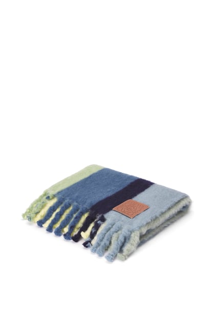 LOEWE Gestreifte Decke aus Mohair und Wolle Mehrfarbig/Blau plp_rd