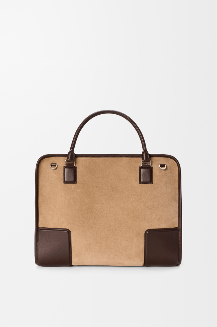 LOEWE XL Amazona 180 bag in suede Dark Oro/Chocolat