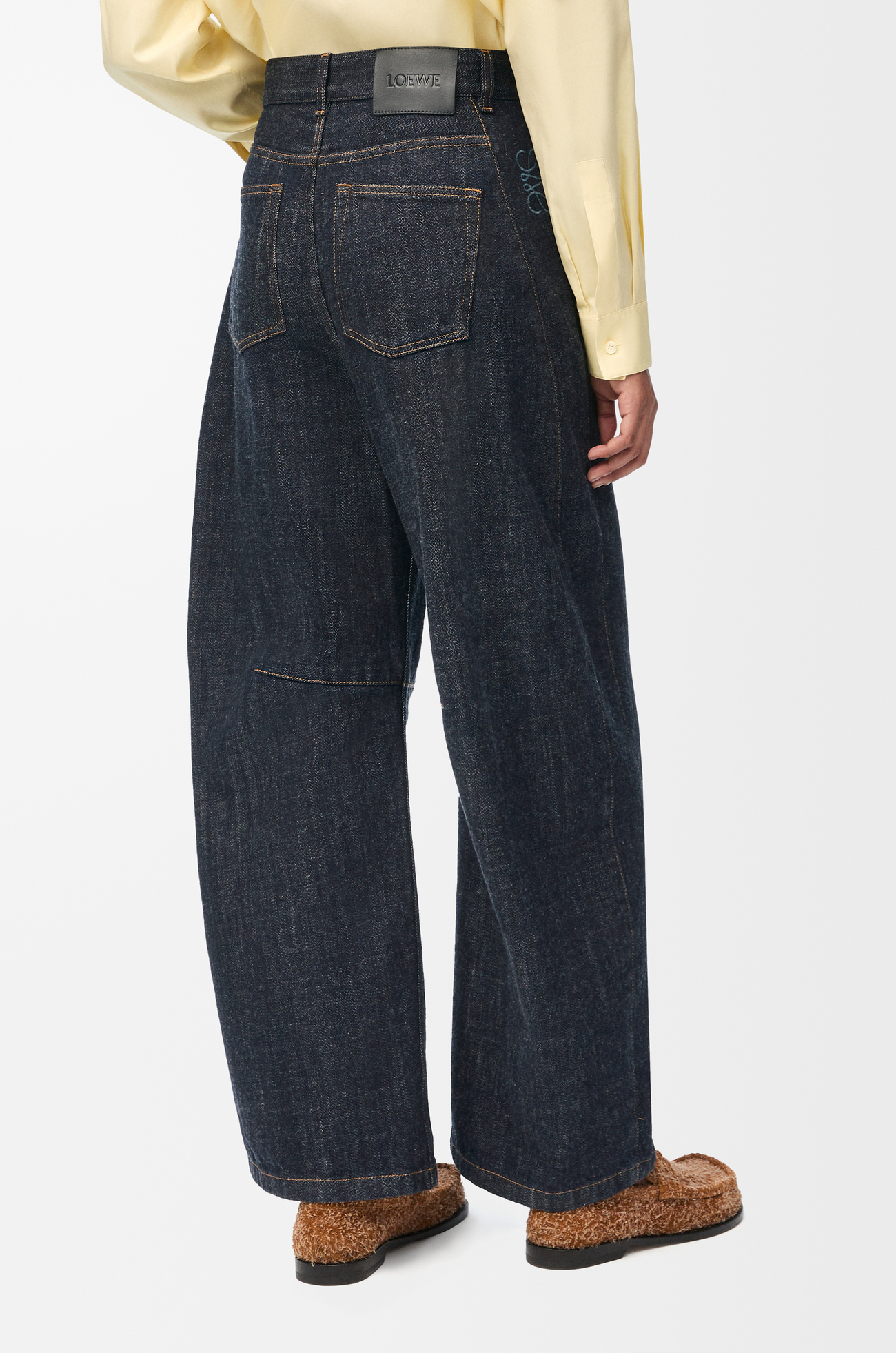 LOEWE Anagram barrel jeans in denim Indigo Blue