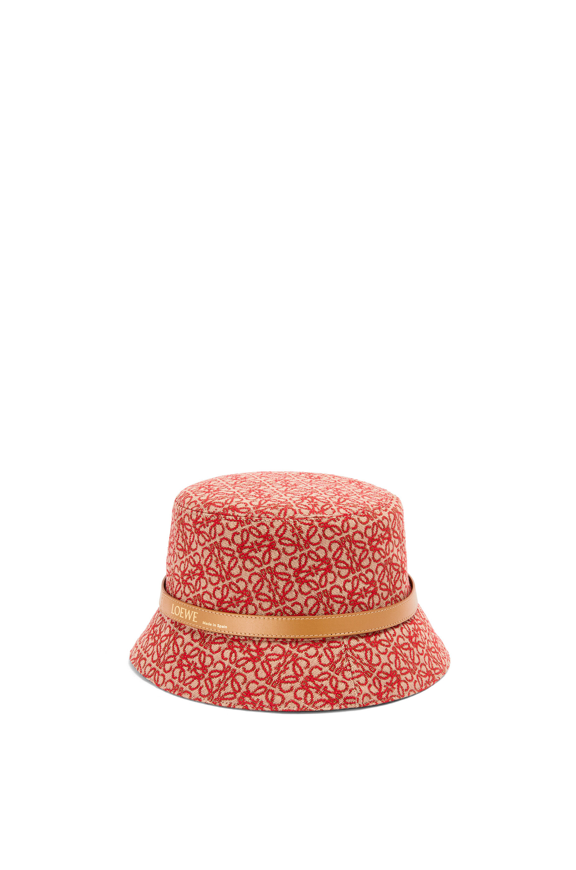 Anagram bucket hat in jacquard and calfskin Red/Warm Desert - LOEWE