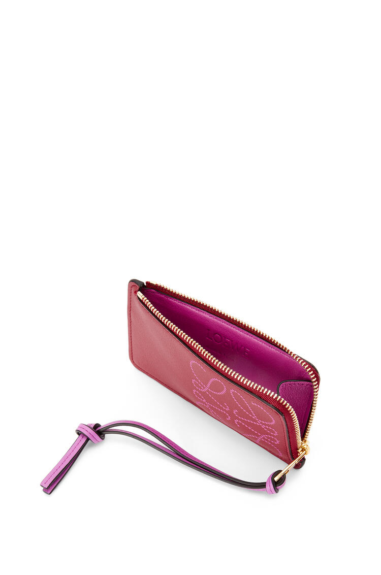 LOEWE Brand coin cardholder in classic calfskin Rouge/Bright Purple