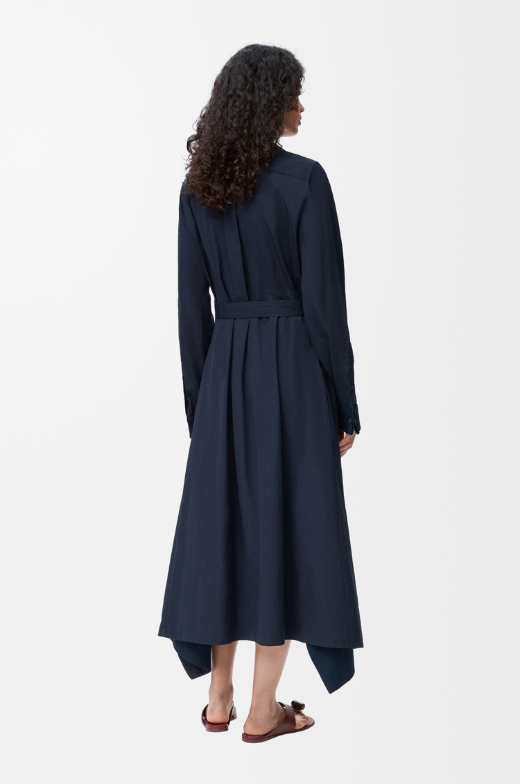 LOEWE ドレープ ドレス（コットン） ネイビーブルー