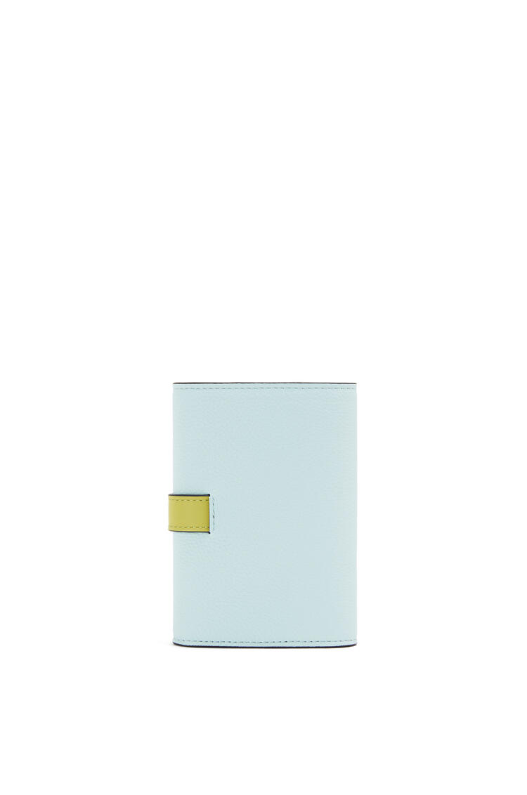 LOEWE Small vertical wallet in soft grained calfskin Crystal Blue/Lime Yellow
