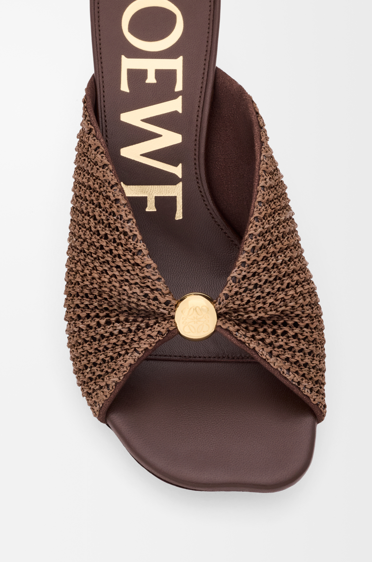 LOEWE Sandalia Pebble Soft en tejido con efecto de rafia Marrón Oscuro