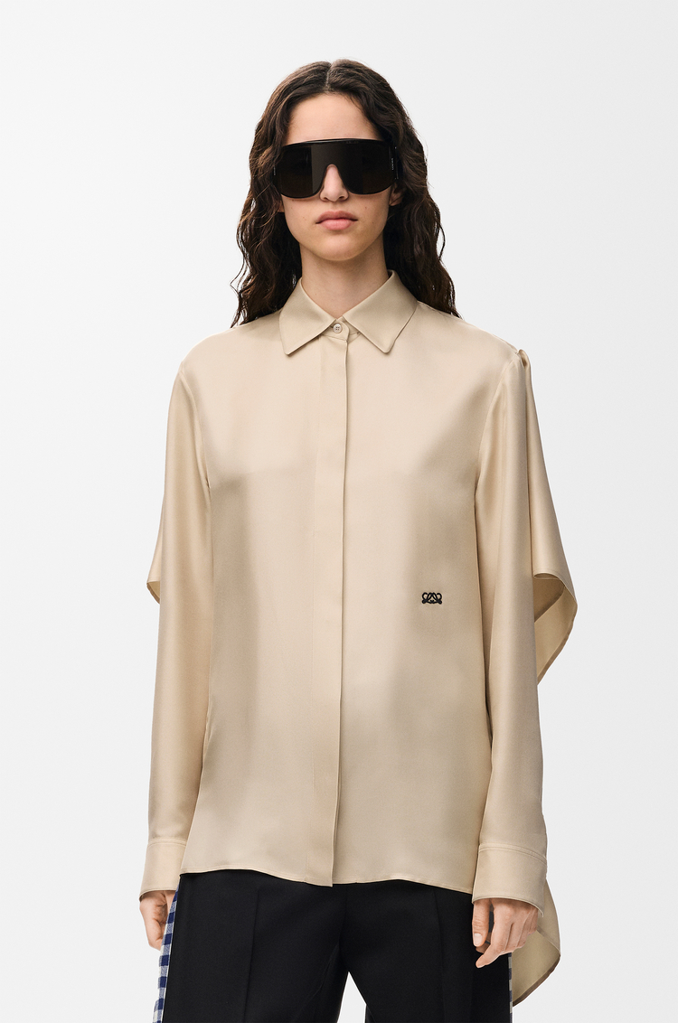 LOEWE Camisa tipo capa en seda Crudo