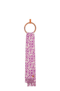 LOEWE Anagram scarf in alpaca and wool Purple/Beige Mist