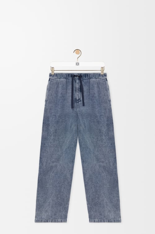 LOEWE 드로우스트링 트라우저 - 코튼 & 린넨 그레이 블루