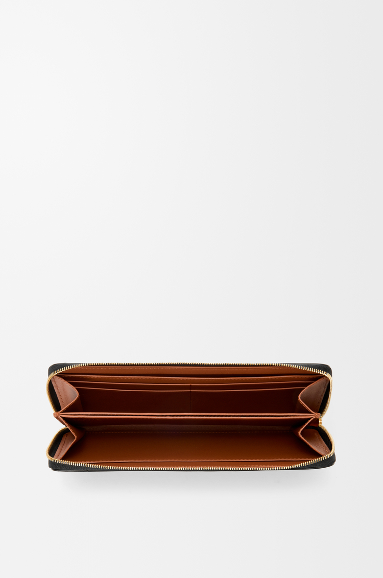 LOEWE Portafoglio con zip Knot in nappa di vitello lucida Nero / Scoiattolo