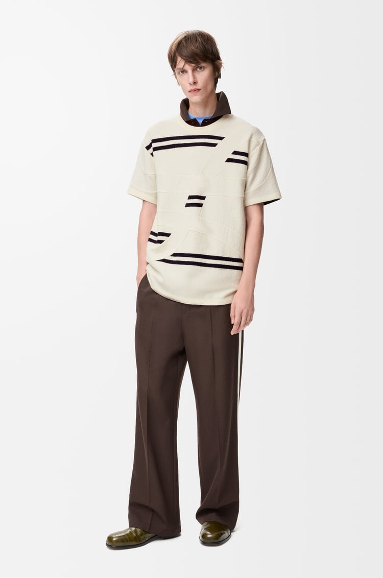 LOEWE Oversized fit T-shirt in wool White/Dark Navy