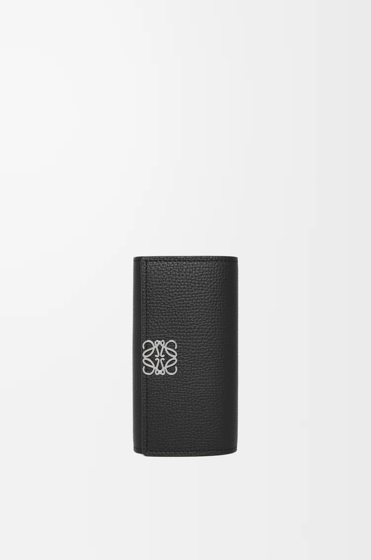 LOEWE Anagram key case in pebble grained calfskin Black