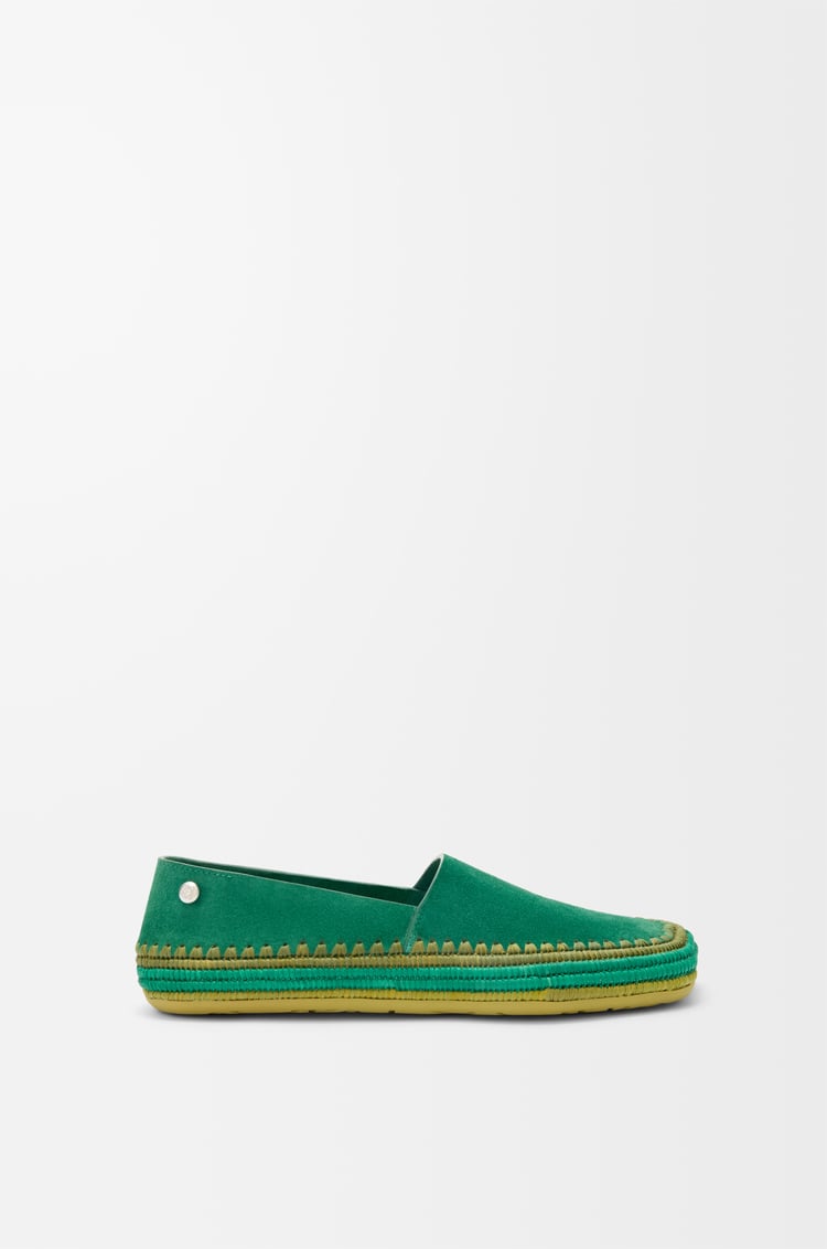 LOEWE Slipper Rio en ante y rafia Verde