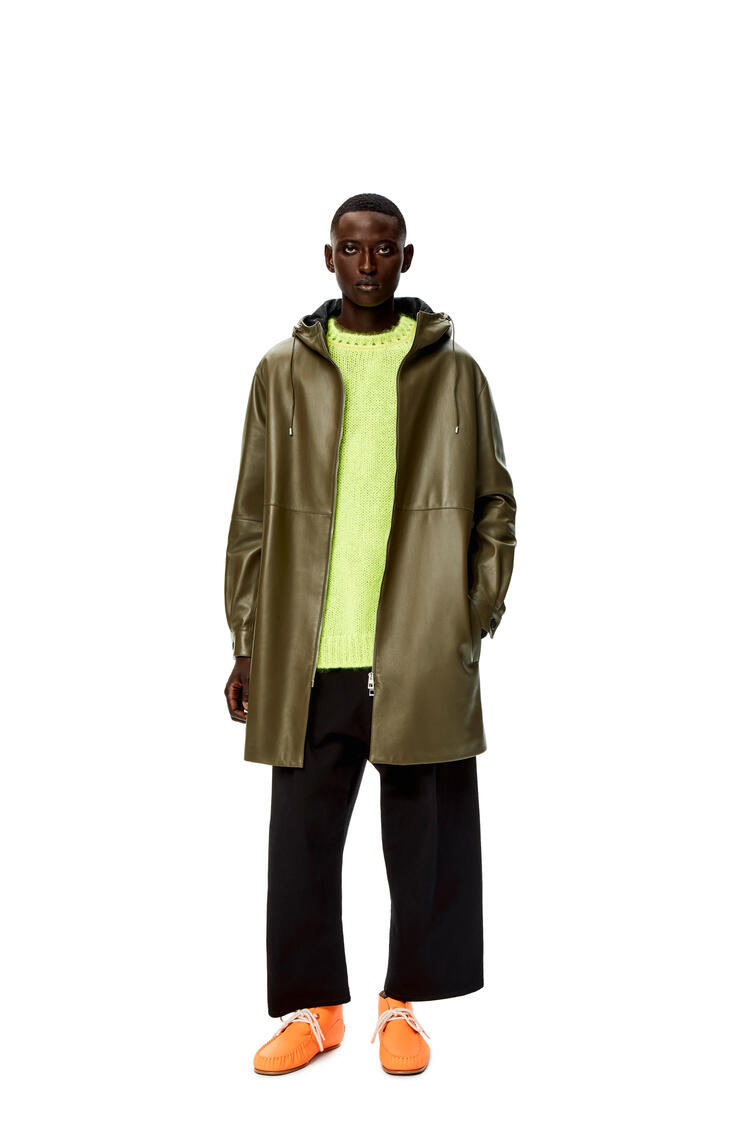 LOEWE Hooded coat in nappa Khaki Green
