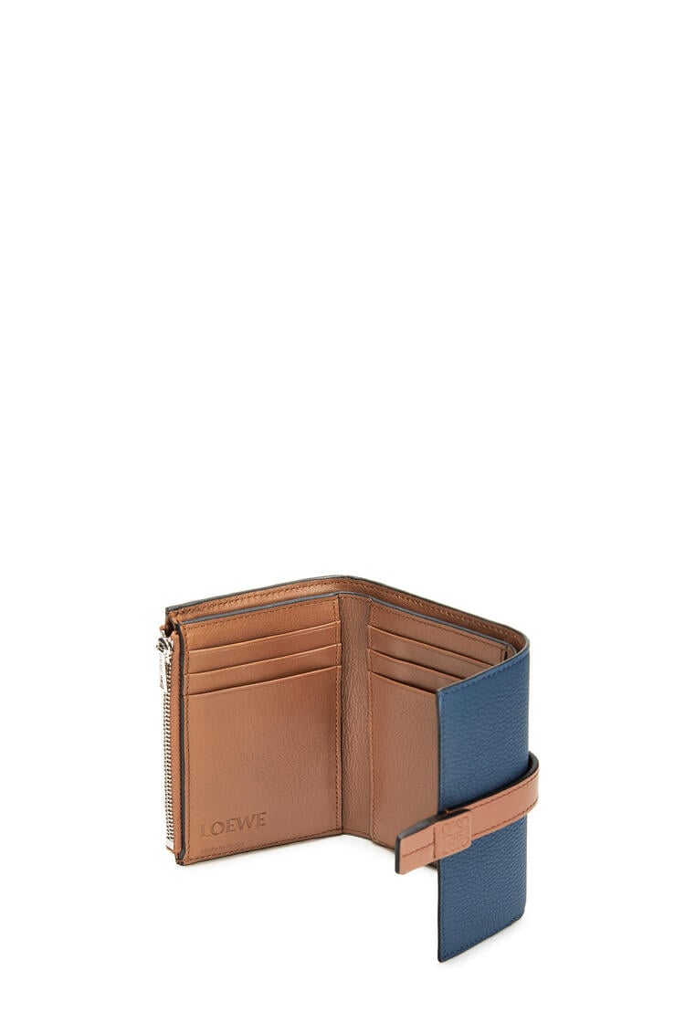 LOEWE Small vertical wallet in soft grained calfskin Steel Blue/Tan pdp_rd