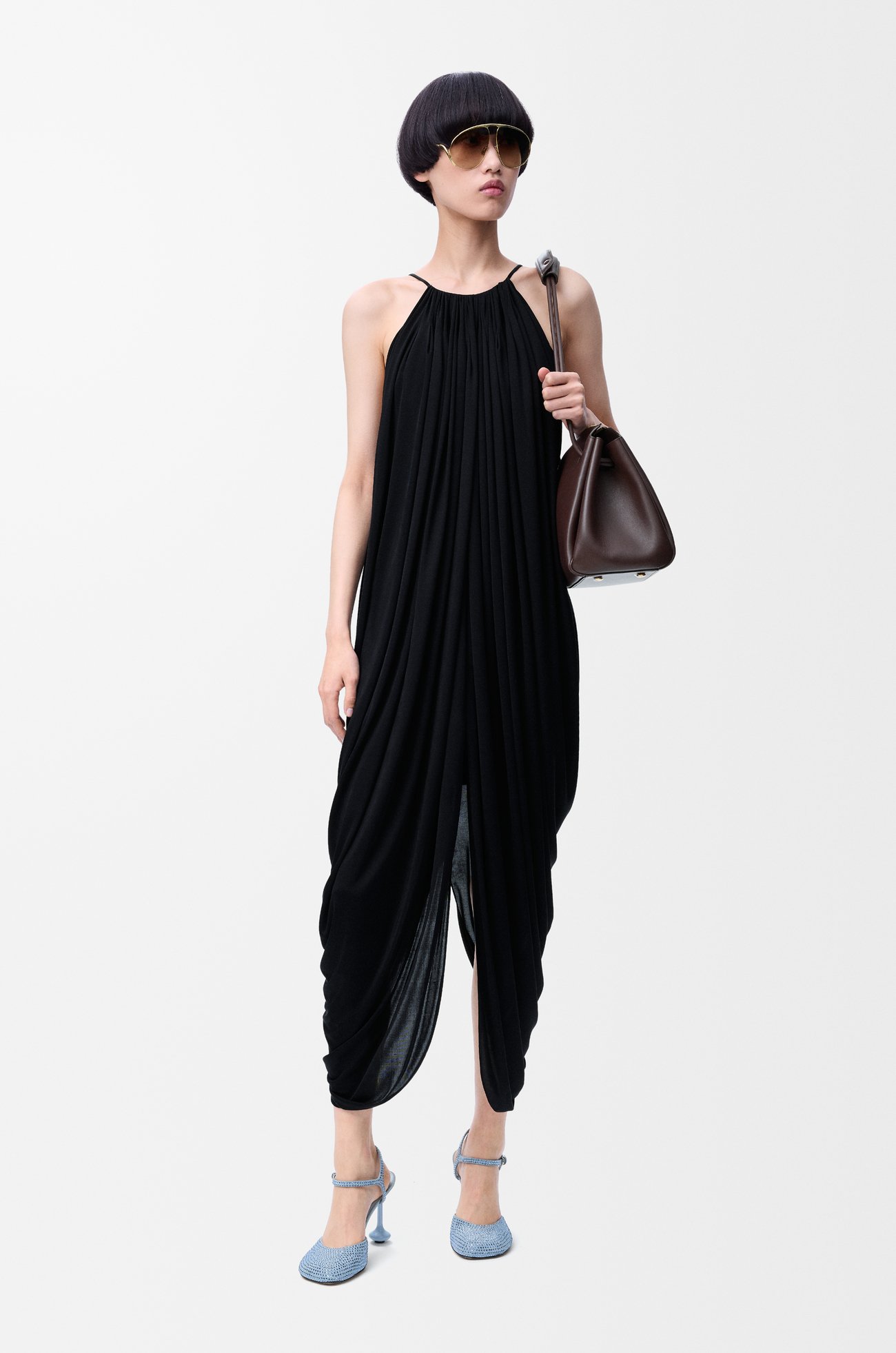 LOEWE Draped dress in silk Black